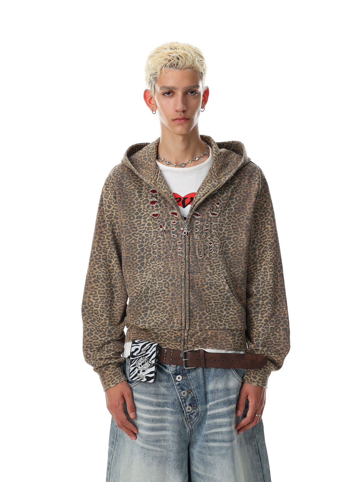 Raw-Vibe Leopard Heavyweight Sweat Hoodie