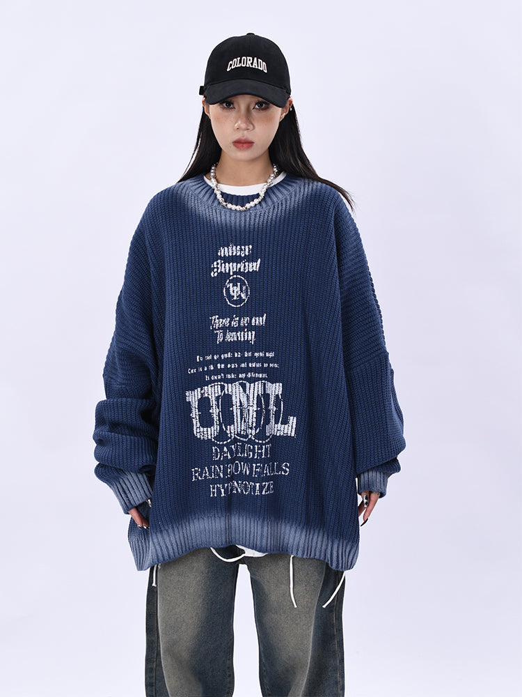 Sentence Gradation Knit Sweater (3color)