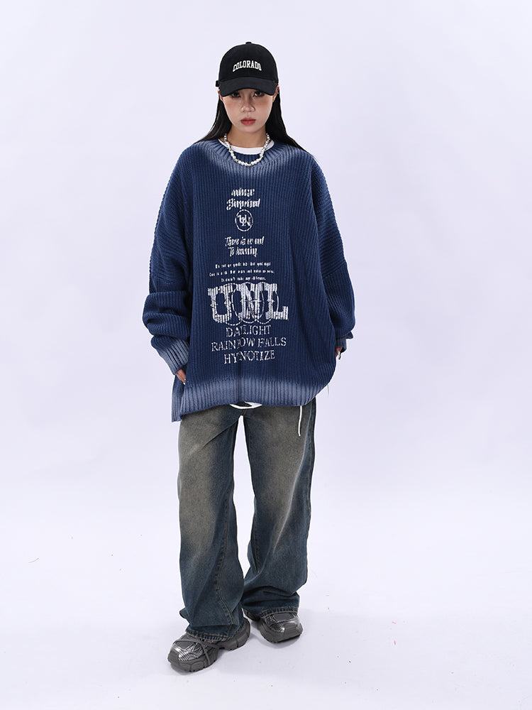 Sentence Gradation Knit Sweater (3color)