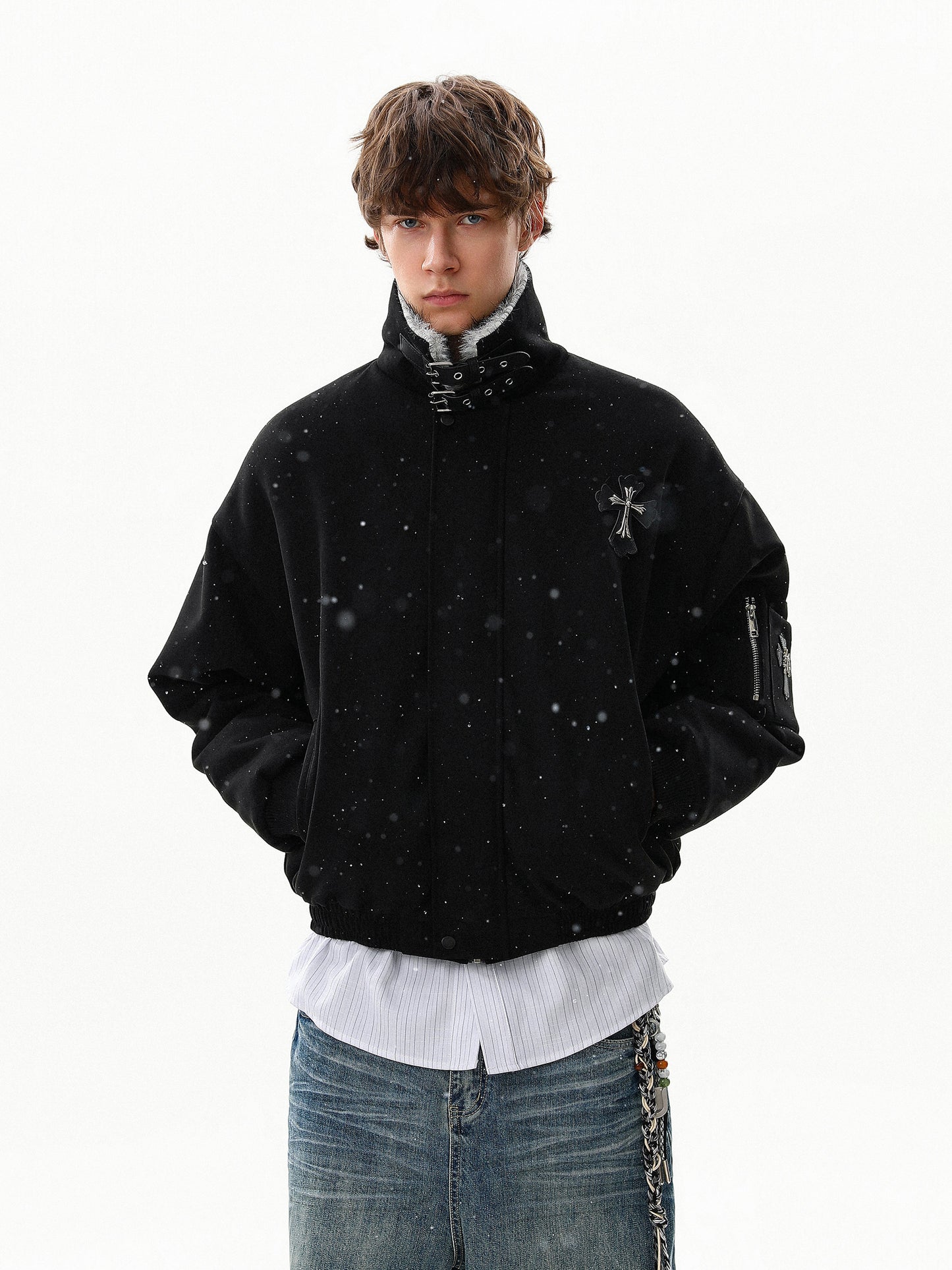 Cross Buckle Fur Jacket (2color)