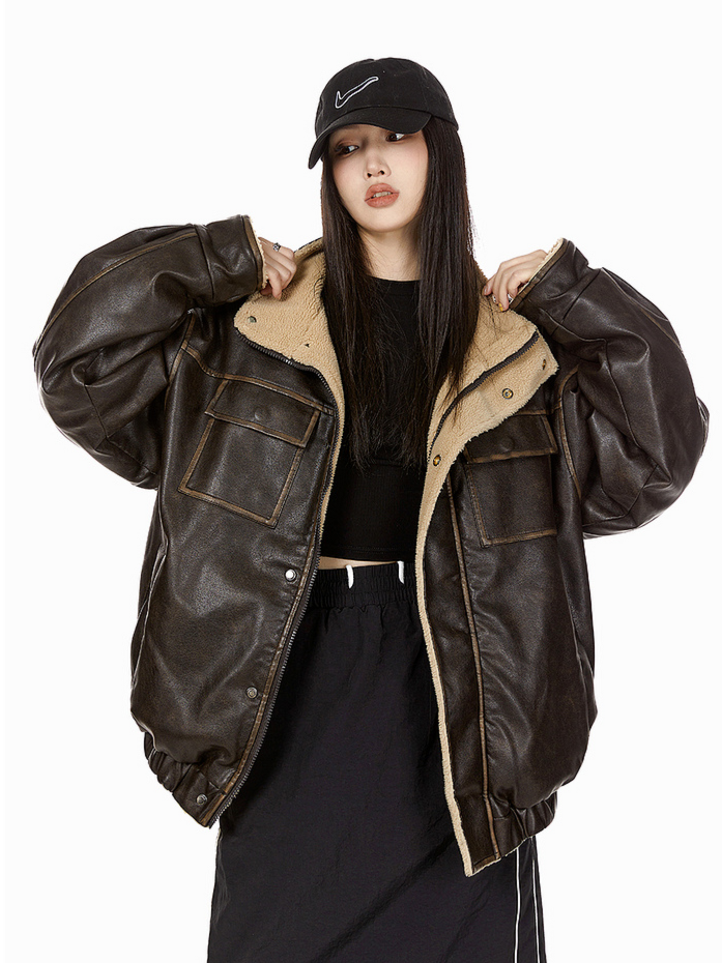 Boa Lining Leather Jacket (3color)