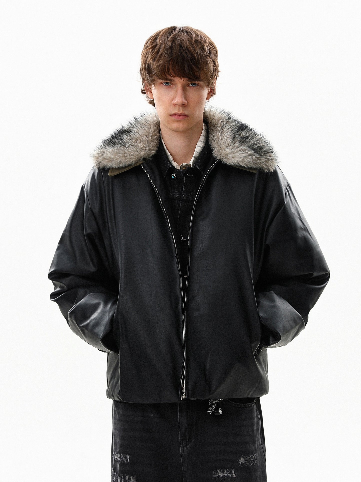 Fur Collar Leather Blouson