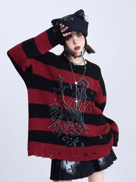 Punk Damage Stripes Knit Sweater