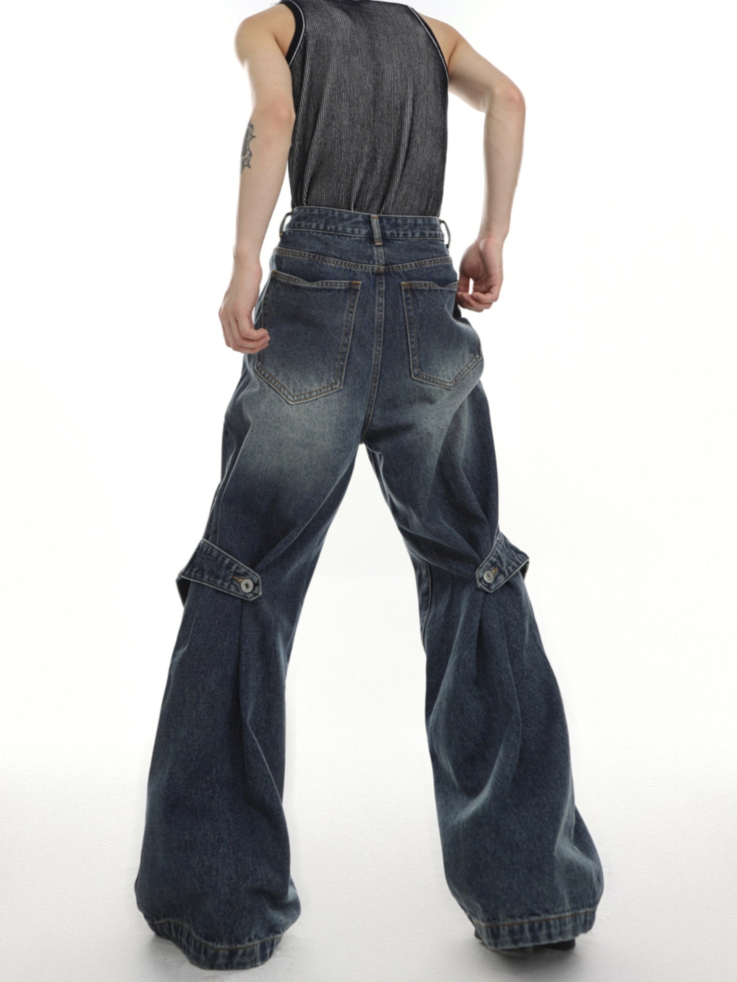 Flare Washed Flap Denim (2color)