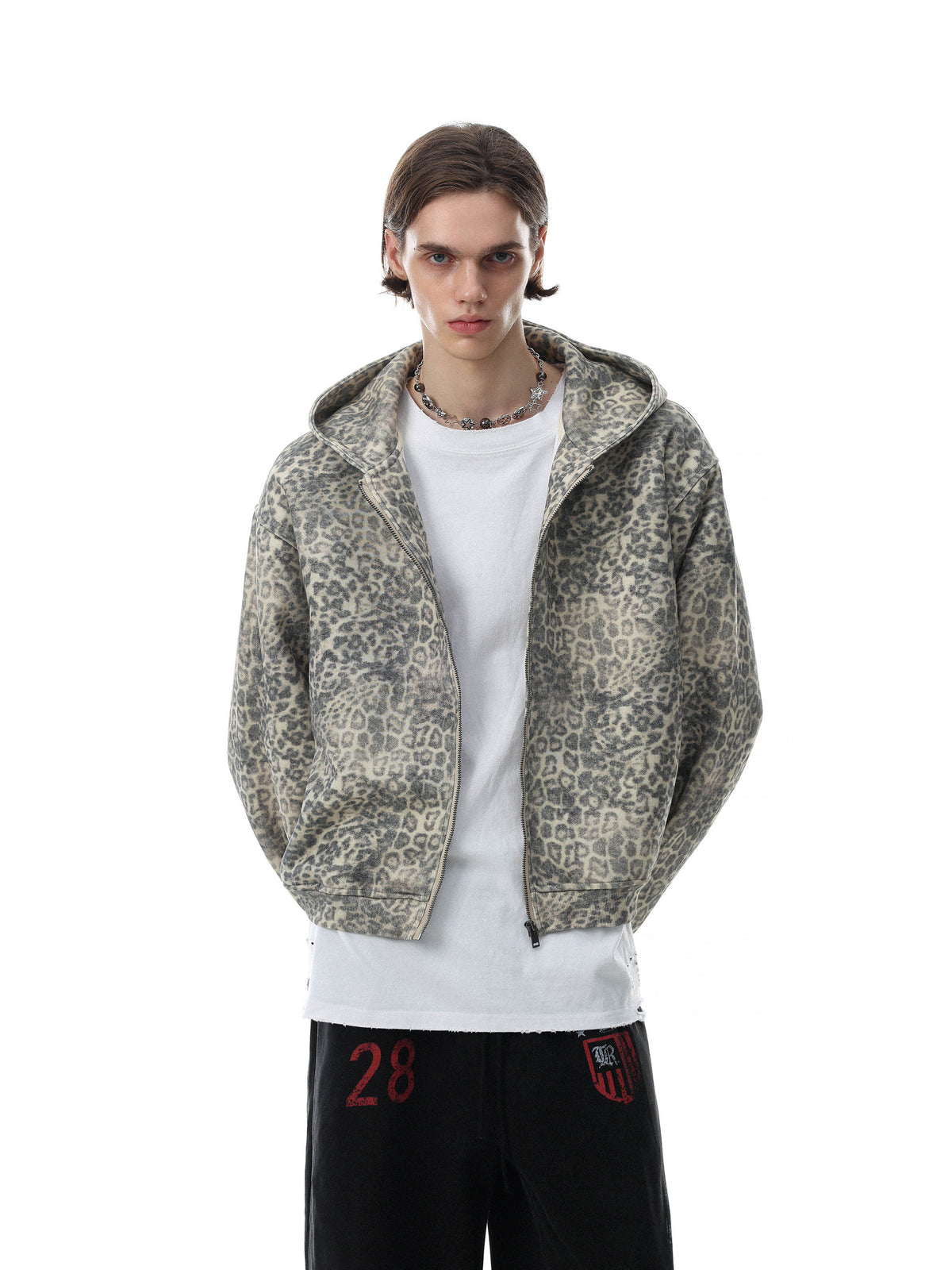 Heavy Leopard Boxy Zip-Hoodie