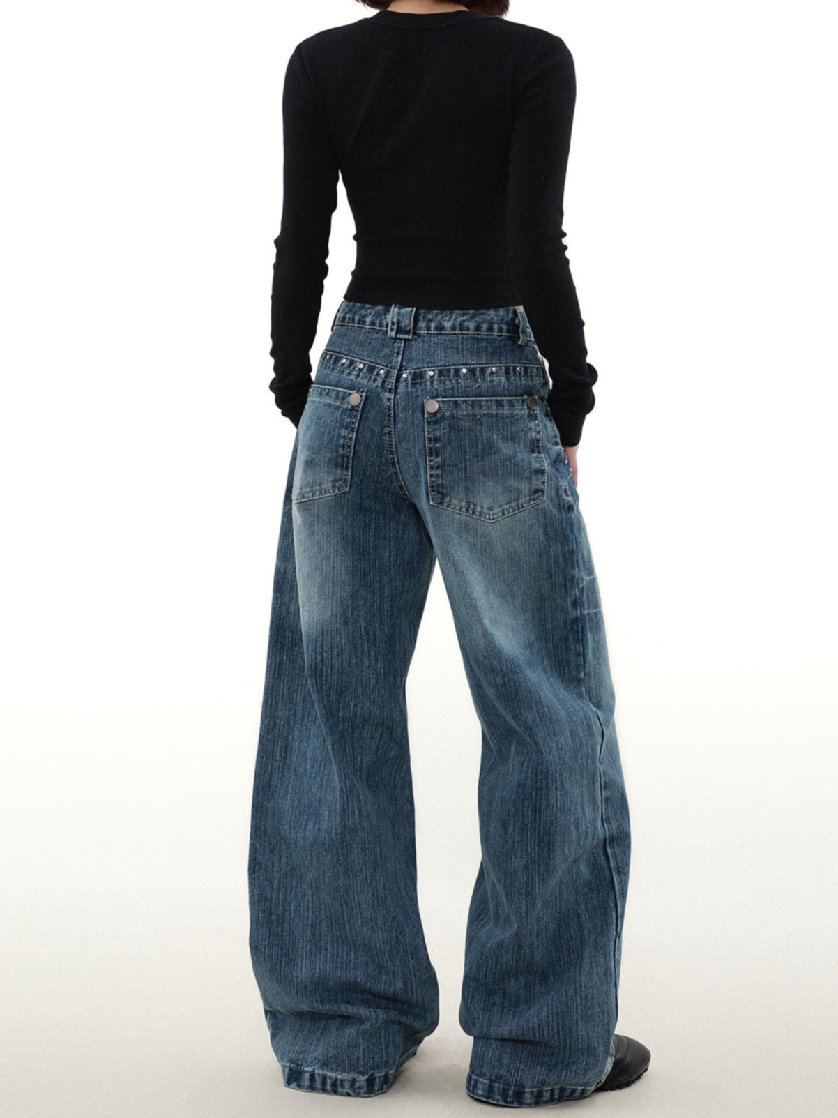 Studs Baggy Blue Denim