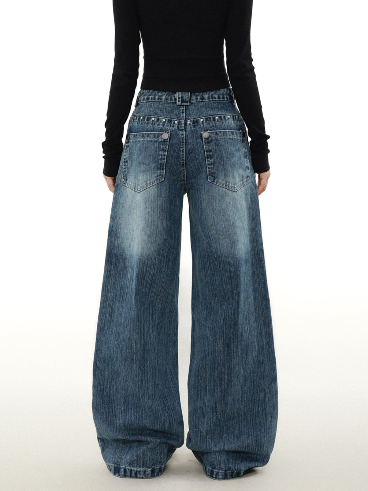 Studs Baggy Blue Denim