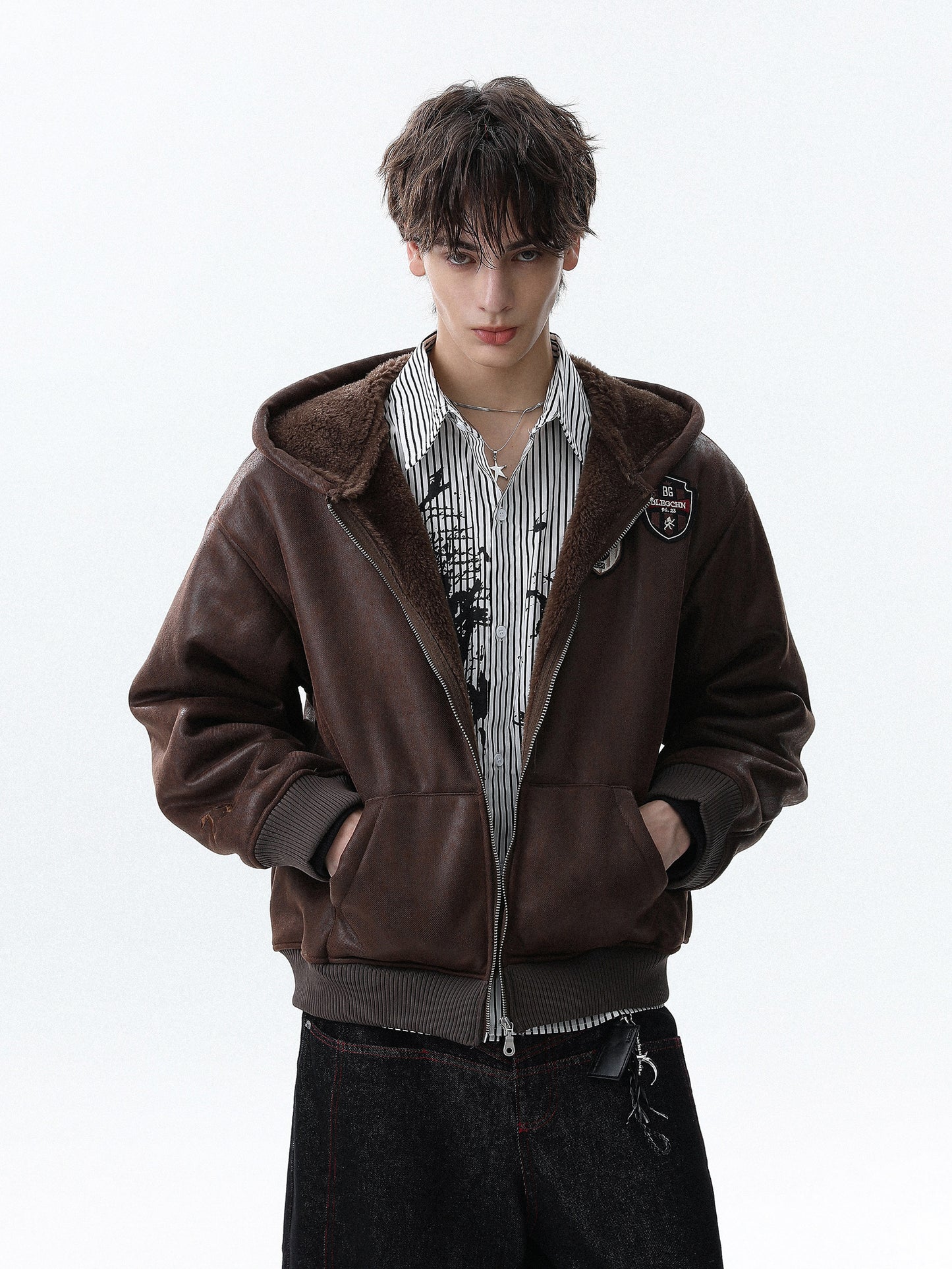 Retro College Patch Hoodie (2color)