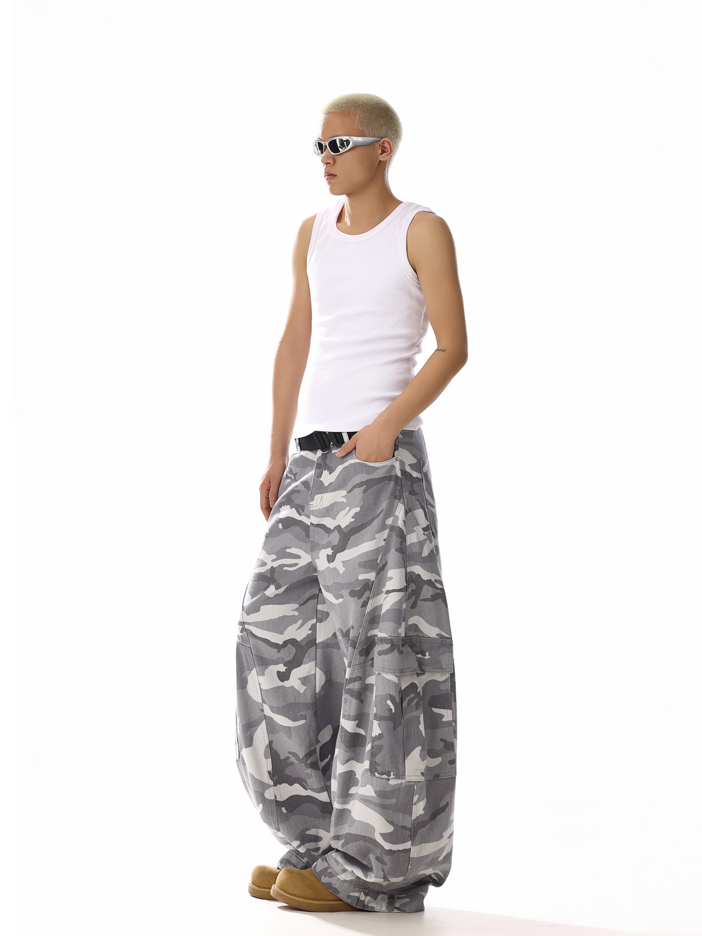 White Camoflage Cargo Denim