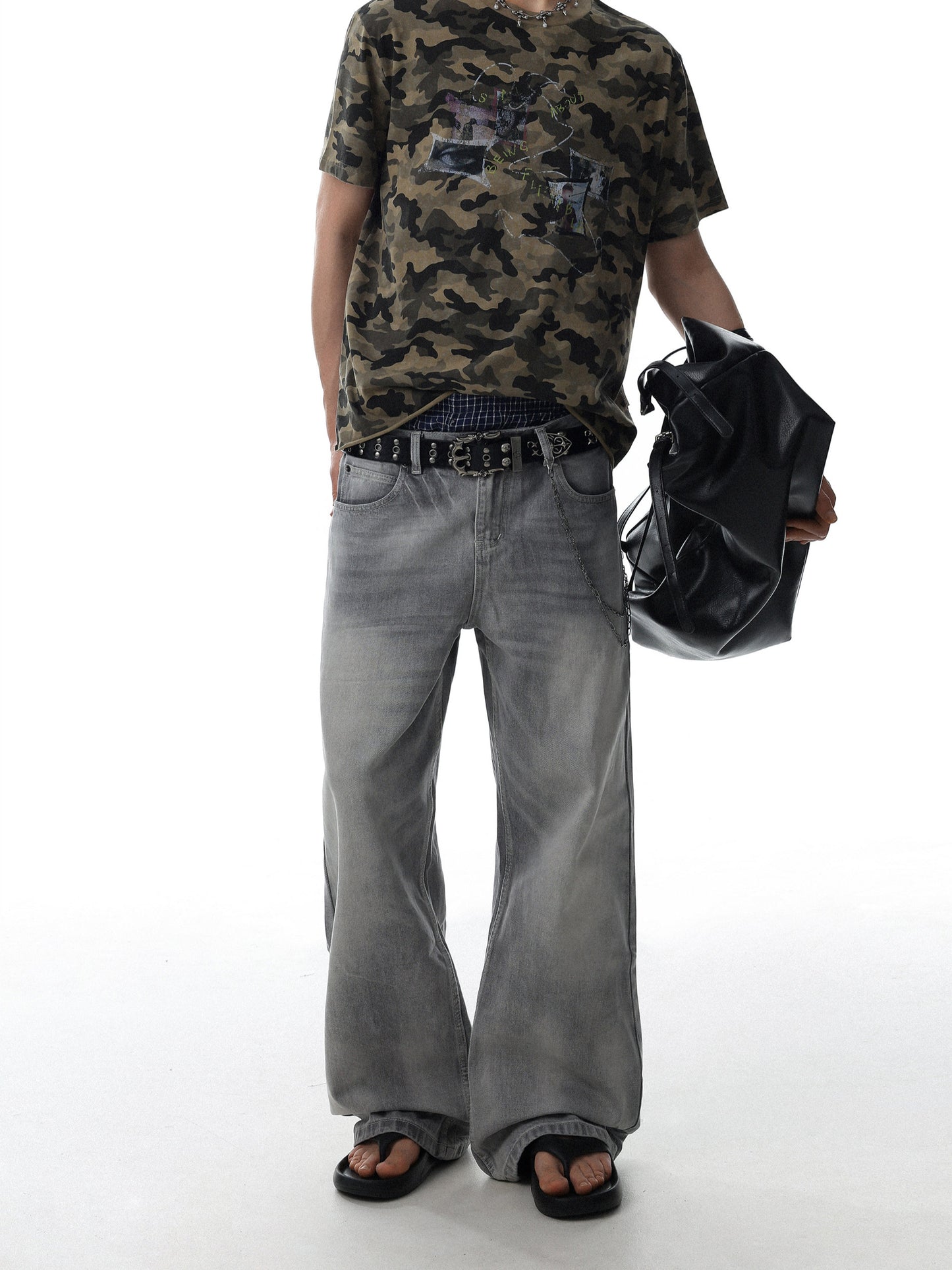 Washed Gray Baggy Denim