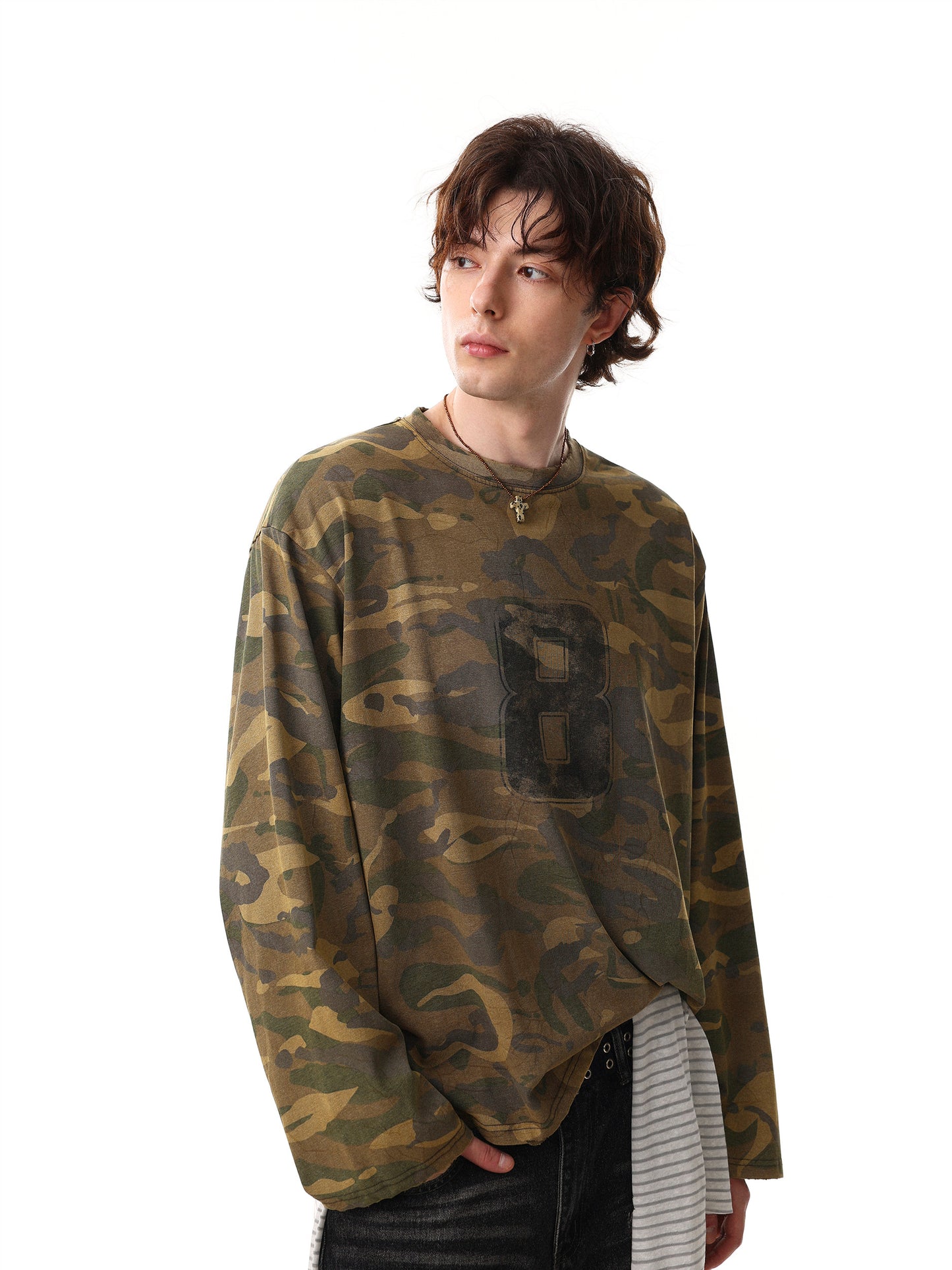 Camo Number 8 Long Sleeve Tee