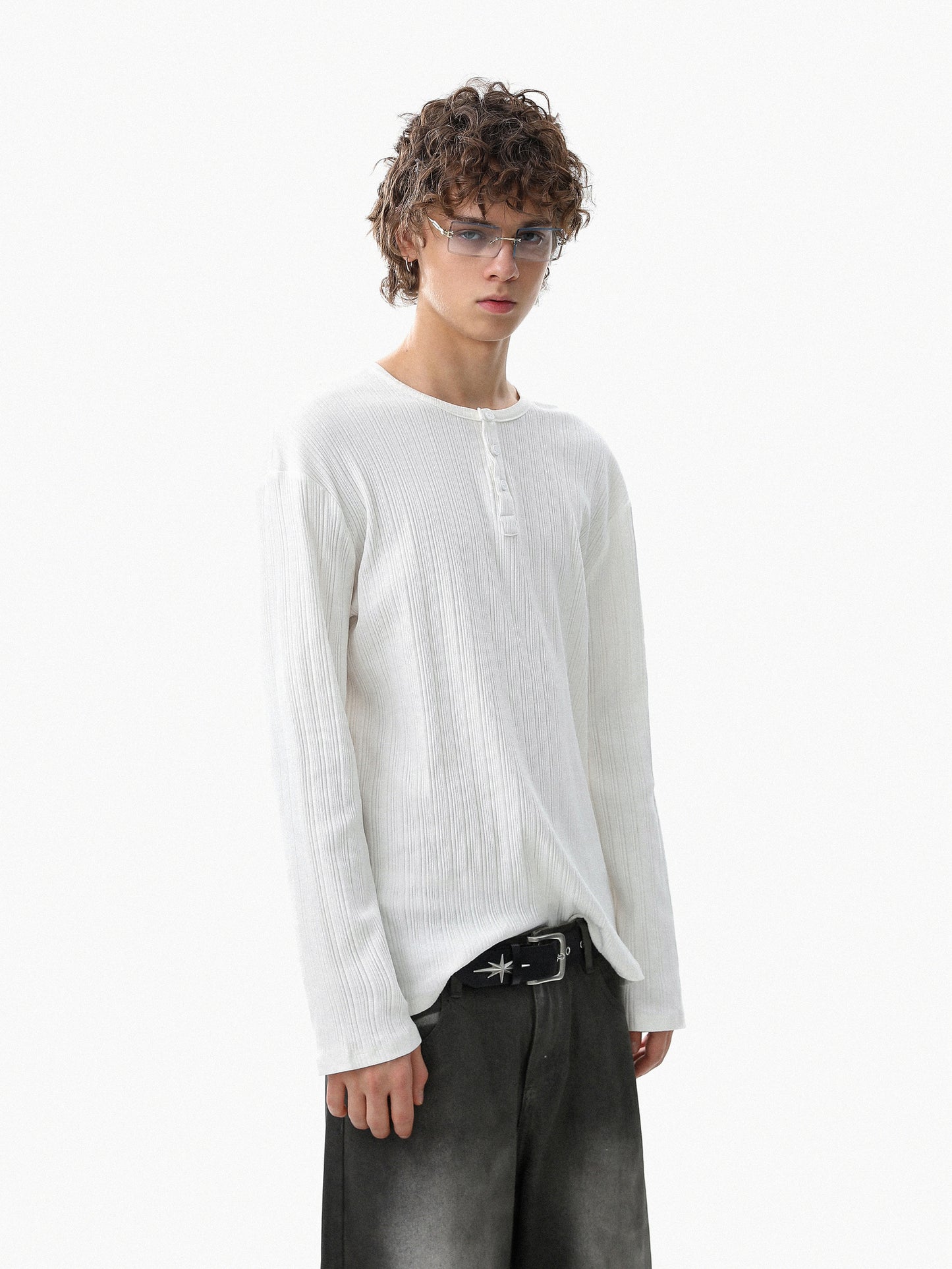 Rib Henlyneck Long Tee (3color)