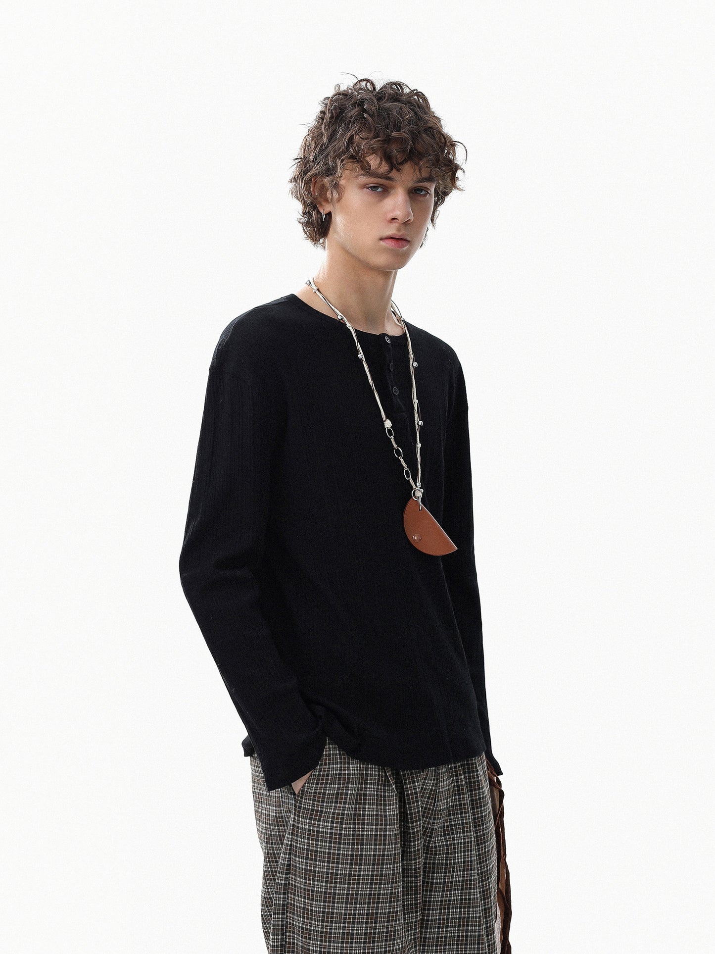 Rib Henlyneck Long Tee (3color)