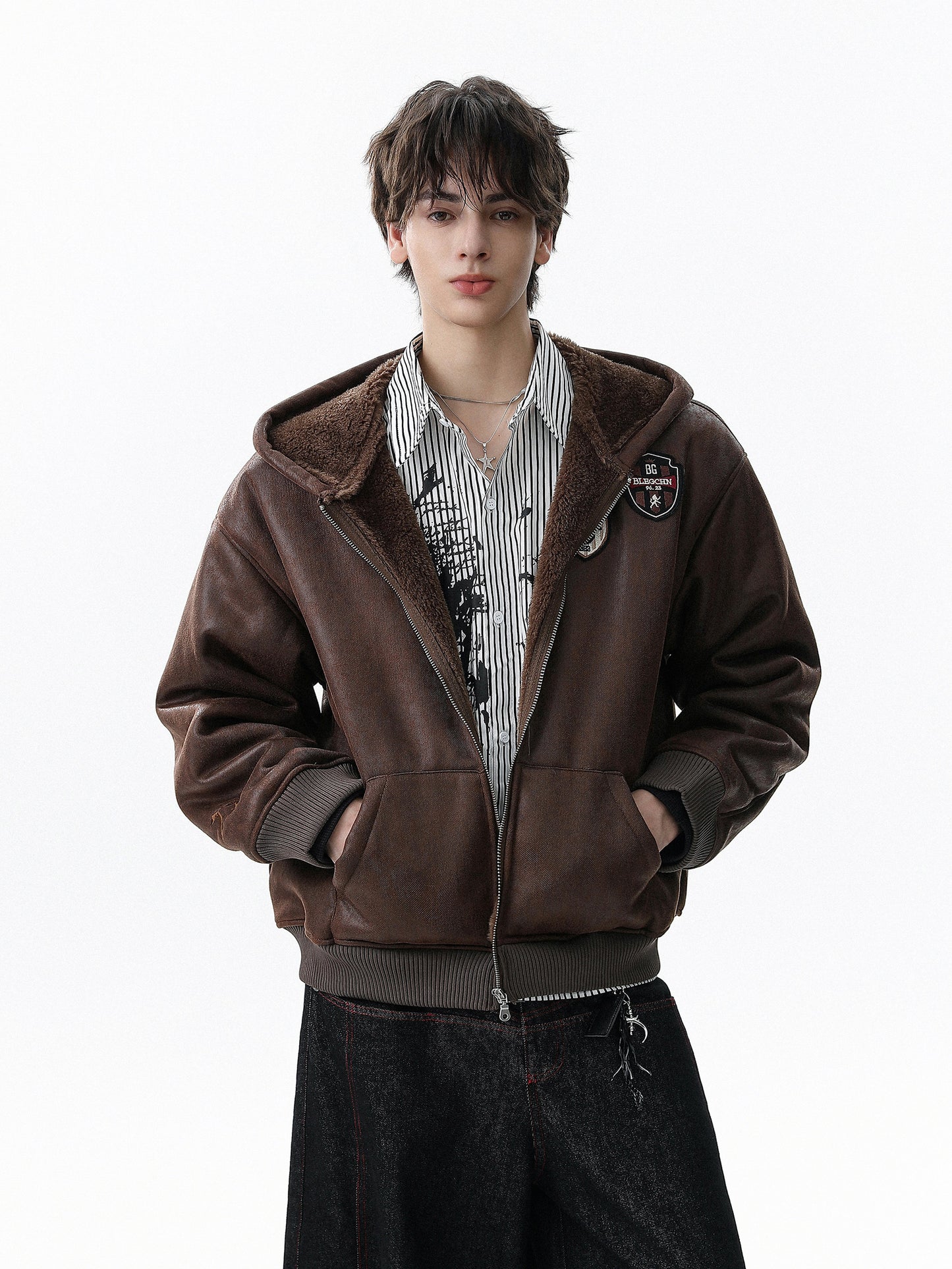 Retro College Patch Hoodie (2color)