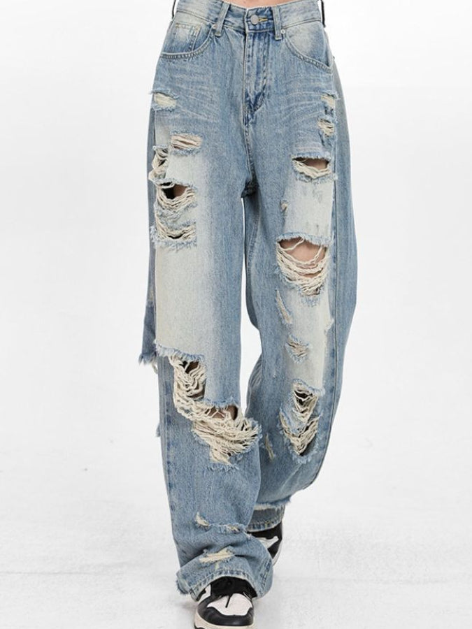 PALE BLUE DAMAGE DENIM