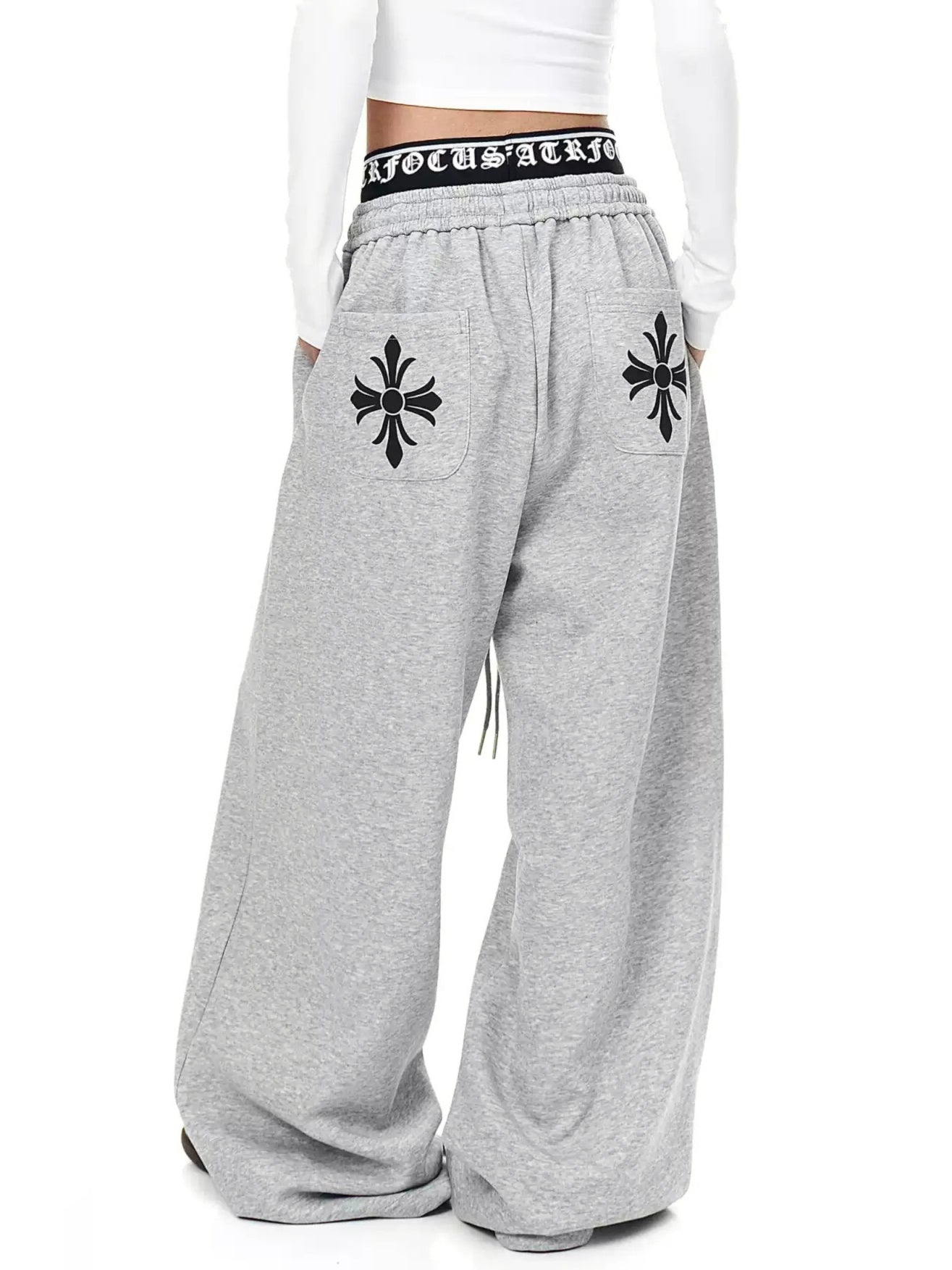 Layered Waistband Cross Sweatpants